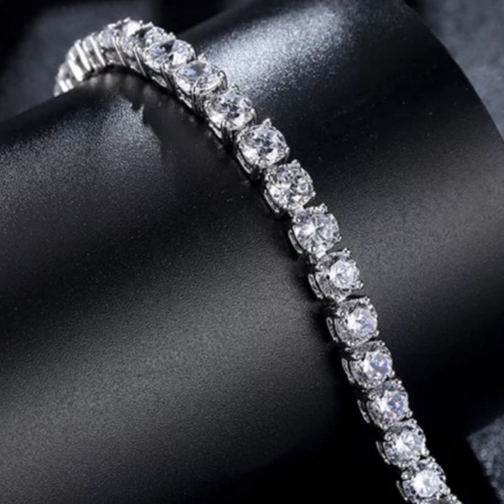 NEW 925 STERLING SILVER 5MM DIAMOND BRACELET, NICE BRACELET, CUTE BRACELET - Picture 4 of 5